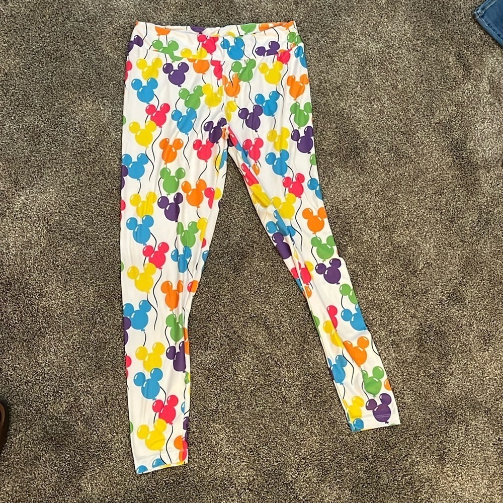 DISNEY PARKS RAINBOW MICKEY MOUSE BALLOONS ICON LEGGINGS WOMENS Size Large